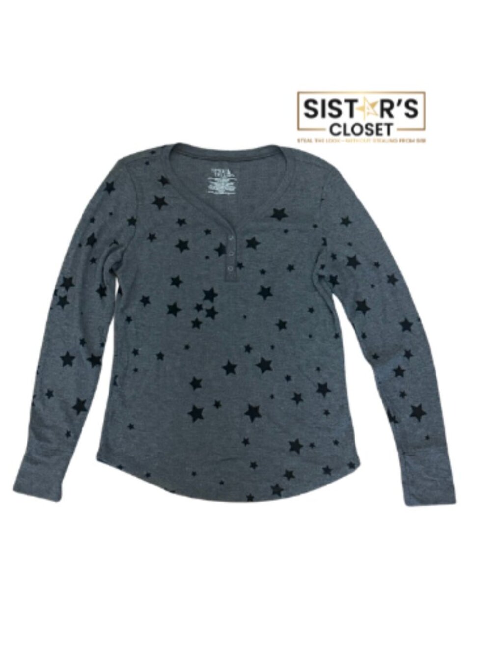 Time & Tru Gray w/ Black Stars Long-Sleeve L